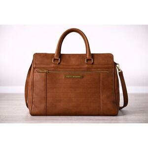 Steve Madden Brown Faux Leather Tote Bag Large Work Laptop Handbag Women